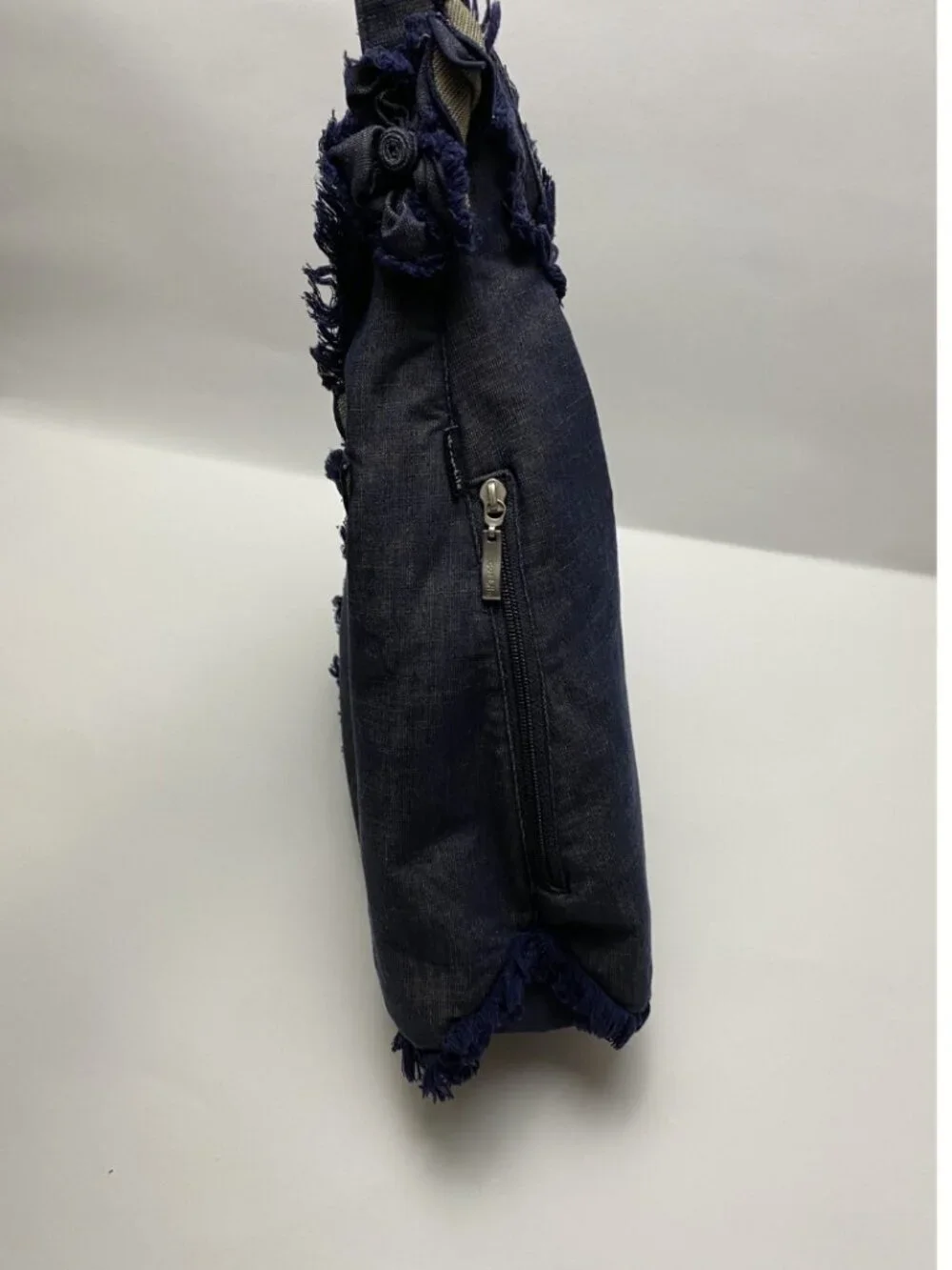 Cortile Denim Hobo Bag w/ Floral Appliqué